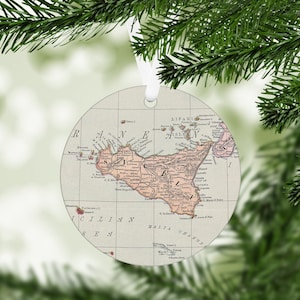 Sicily Map Ornament - Sicily Christmas Ornament - Sicily Gift - Sicily Christmas Gift - Sicily Housewarming Gift - Sicilian Christmas