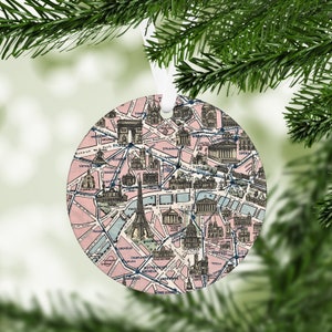 Paris Map Ornament - Paris Ornament - Paris Christmas Ornament - Paris Map - France Vacation - Paris Airbnb Decor - Paris Christmas Decor