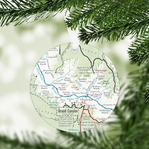 Grand Canyon National Park Map Ornament - Grand Canyon Vacation Ornament - Grand Canyon Christmas  Ornament - Grand Canyon Trip Ornament
