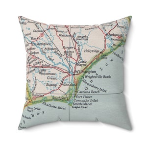 Wilmington North Carolina Map Pillow - Wilmington Pillow - Beach House Pillow - Wilmington Housewarming - Wilmington Airbnb - Wilmington Map