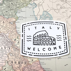 Italy Passport Stamp Laptop Sticker - Italy Water Bottle Sticker - Italy Vinyl Sticker - Italy Decal - Italy Passport Stamp Sticker