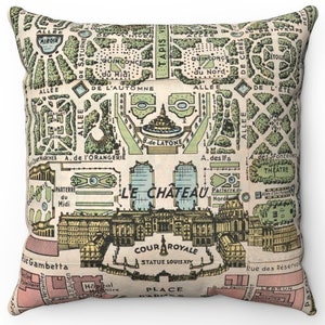 Palace of Versailles Map Pillow Paris Vacation Paris Trip Wedding Gift Housewarming Gift Throw Pillow French Pillow French Decor