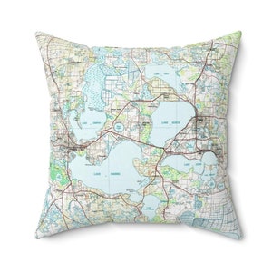 Harris Chain of Lakes Florida Map Pillow - Harris Chain of Lakes Airbnb Decor - Fun Home Decor - Harris Chain of Lakes Gift