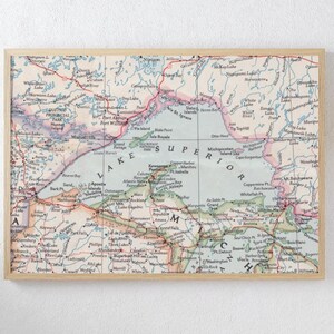 Lake Superior Map Print Wall Hanging Map Poster Print Vintage Map Wall Art Map Print Geography Gift Lake House Map Art Housewarming Gift