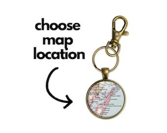 Custom Map Keychain - Custom Map Bag Charm - Personalized Map Keepsake - Custom Map Keyring - Personalized Map Key Holder