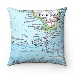 Florida Keys Map Pillow - Key West Wedding Gift - Florida Keys Pillow - Florida Keys Housewarming Gift - Florida Keys Realtor Gift