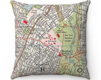 Fordham University Vintage Map Pillow - Fordham University Pillow - Fordham University Graduation Gift - Bronx Realtor Gift