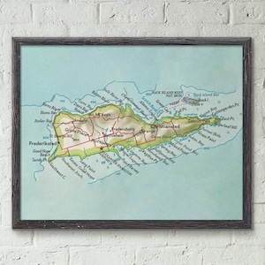 St Croix USVI Map Print Wall Hanging Map Poster Print Vintage Map Wall Art Map Print Geography Gift Map Art Housewarming Gift Airbnb