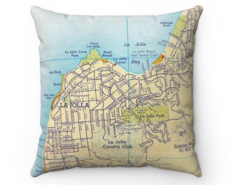 San Diego Map Square Pillow