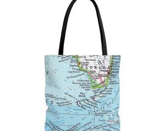 FL Nautical Chart Tote Bag Destination Tote Bag Travel Themed Tote Bag Map Tote Bag FL Keys Tote Bag FL: Key West Beach Tote