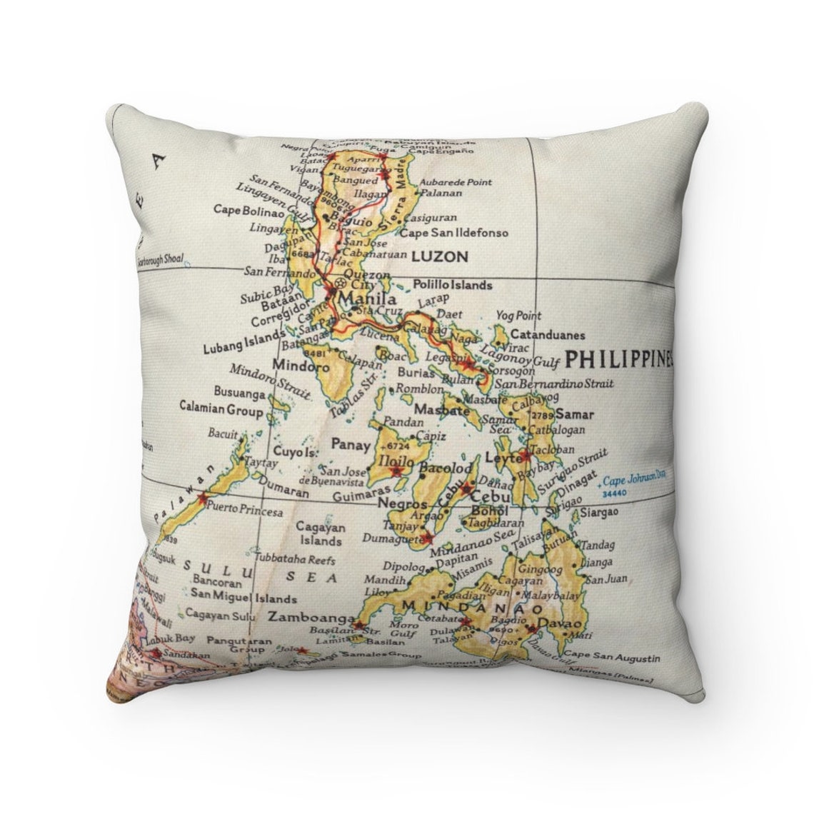 Philippines Map Pillow Philippines Pillow Housewarming Etsy