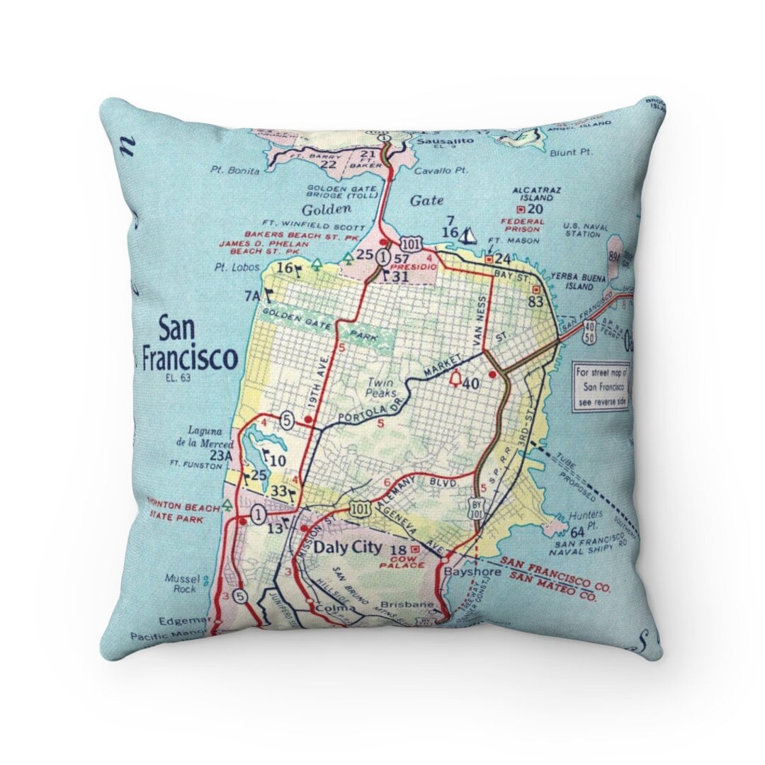 San Francisco Map Pillow San Francisco Pillow Airbnb Decor Etsy