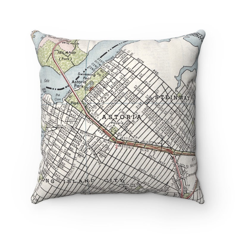 Astoria Queens Nueva York Mapa Almohada Astoria Almohada Astoria Airbnb Decor Astoria Decor Astoria Gift imagen 1