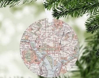 Washington DC Map Ornament - Washington DC Ornament - Washington DC Realtor Gift - Washington Christmas Ornament - Washington Airbnb