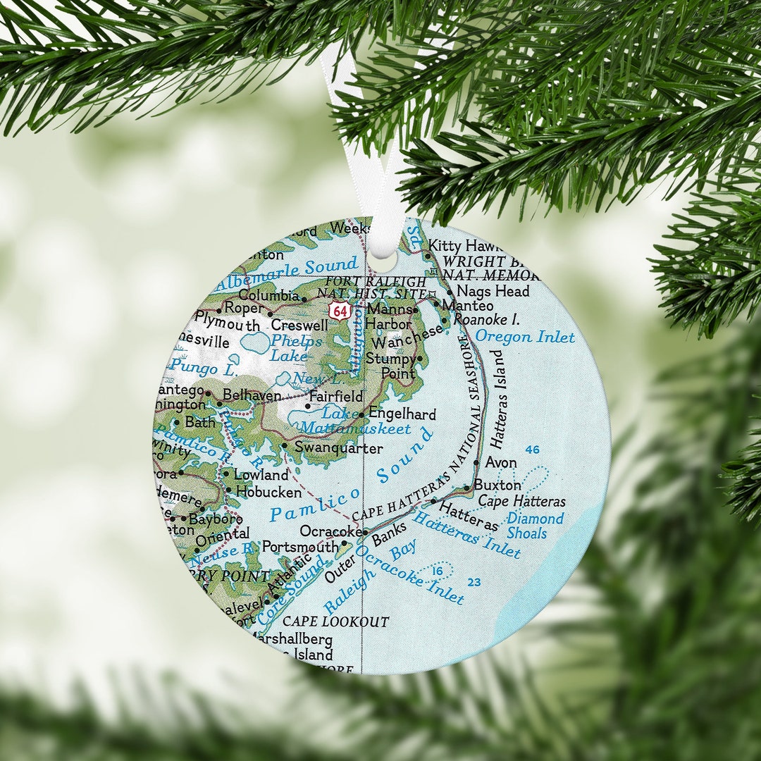 Outer Banks North Carolina Map Ornament Outer Banks Ornament Outer