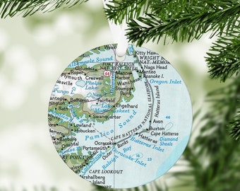 Outer Banks North Carolina Map Ornament - Outer Banks Ornament - Outer Banks Christmas Ornament - Outer Banks Realtor Closing - OBX Ornament