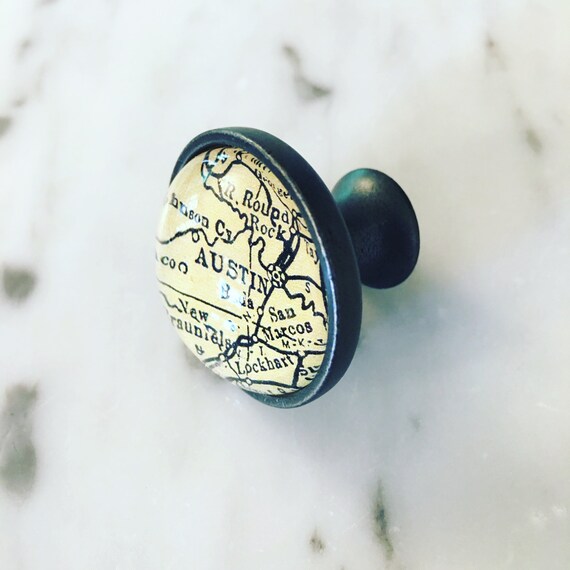 Austin Map Cabinet Knob Custom Drawer Pull Diy Kitchen Etsy