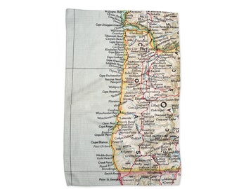 Oregon Coast Tea Towel - Oregon Coast Kitchen Towel - Oregon Coast Dishtowel - Oregon Coast Map Towel - Oregon Coast Gift