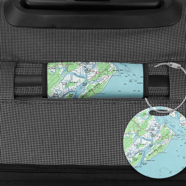 Hilton Head Island South Carolina Map Luggage Tag - Hilton Head Vacation - Hilton Head Wedding - Hilton Head Girls Trip - Hilton Head Map