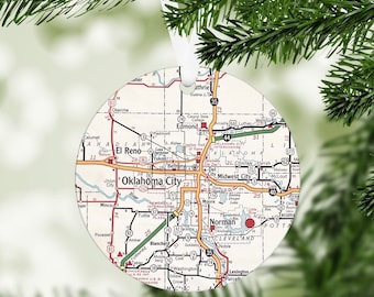 Oklahoma City Map Ornament - Oklahoma City Christmas Ornament - Oklahoma City Realtor - Oklahoma City Housewarming Gift