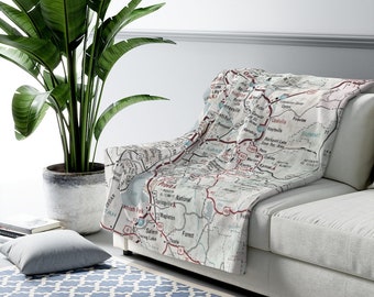 Park City Utah Map Fleece Blanket - Park City Map Blanket - Park City Blanket - Park City Gift - Airbnb Decor - Ski Lodge Blanket