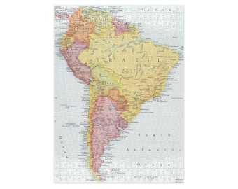 South America Map Puzzle - South America Puzzle for Adults - South America Jigsaw Puzzle - 500 Piece Puzzle - South America Map Gift