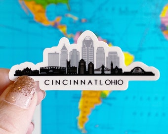 Cincinnati Skyline Laptop Sticker - Cincinnati Water Bottle Sticker - Wanderlust Sticker - Sticker for Traveler - Wanderlust Decal