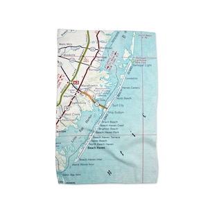 Long Beach Island New Jersey Map Tea Towel - Long Beach Island Kitchen Towel - Long Beach Island Airbnb - Long Beach Island Tea Towel