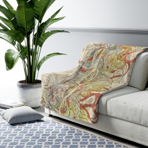 Mississippi River Map Blanket - Mississippi River Map Blanket - Wedding Gift - Mississippi River Flow Variation Map - Realtor Gift