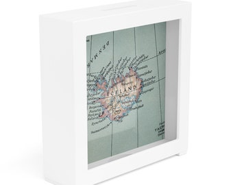 Iceland Shadow Box Bank - Iceland Trip Savings Box - Iceland Vacation Fund - Iceland Travel Fund - Iceland Shadow Box - Iceland Memory Box