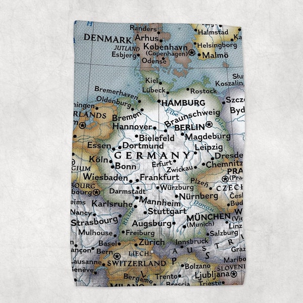 Germany Map Tea Towel - Germany Map Kitchen Towel - Germany Dish Towel - Germany Kitchen - Germany Wedding Gift - Germany Dishtowel