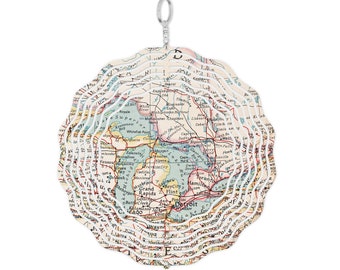 Great Lakes Map Garden Spinner - Great Lakes Garden Decor - Great Lakes Outdoor Decor - Great Lakes Yard Art - Great Lakes Garden