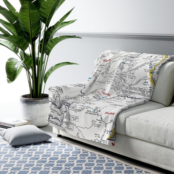 Yosemite National Park Fleece Blanket Yosemite Map Blanket