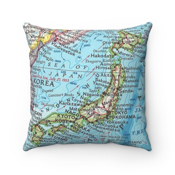 Japan Map Pillow Japan Pillow Japan Wedding Gift Japan Etsy