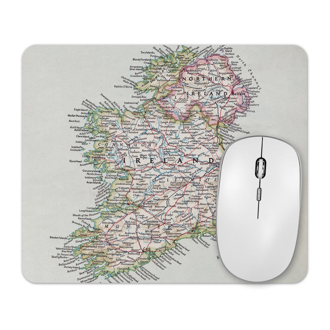 Ireland Map Mousepad Ireland Office Decor Ireland Map Ireland Mousepad