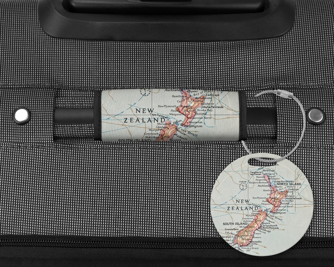 New Zealand Map Luggage Tag New Zealand Map New Zealand Airport Tag New