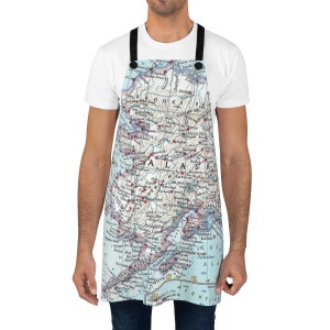 Alaska Map Apron – Unisex Vintage Cooking Apron for BBQ, Baking, or Grilling – Great Gift for Travelers, Foodies & Outdoor Chefs