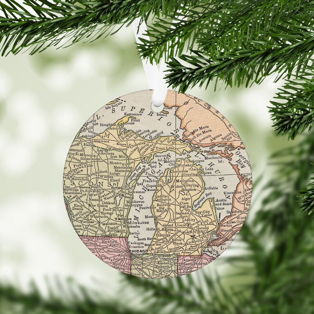 Michigan Map Ornament Michigan Christmas Ornament Michigan Etsy