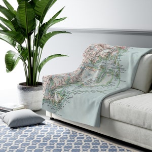 Outer Banks North Carolina Map Fleece Blanket - Outer Banks Blanket - Outer Banks Airbnb - Outer Banks Throw Blanket