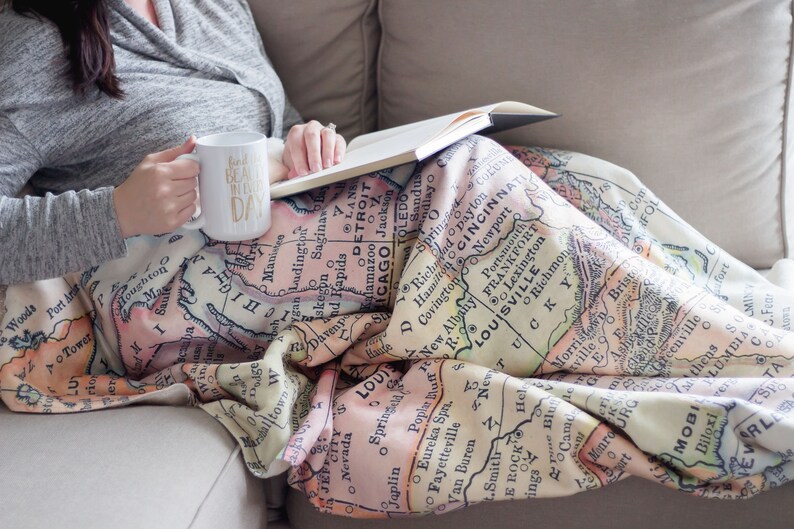 Custom Map Fleece Blanket Custom Map Blanket Map Blanket Etsy