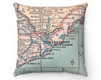 Charleston South Carolina Map Pillow - Charleston Pillow - Charleston Housewarming Gift - Charleston Realtor Gift - Charleston Airbnb