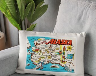 Alaska State Vintage Retro Colors Alaska Throw Pillow Alaska State Vintage Retro Colors Alaska Throw Pillow