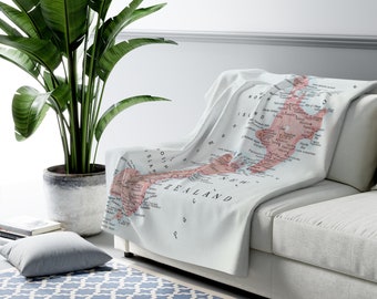 New Zealand Map Blanket - New Zealand Blanket - New Zealand Gift - New Zealand Housewarming Gift - New Zealand Wedding