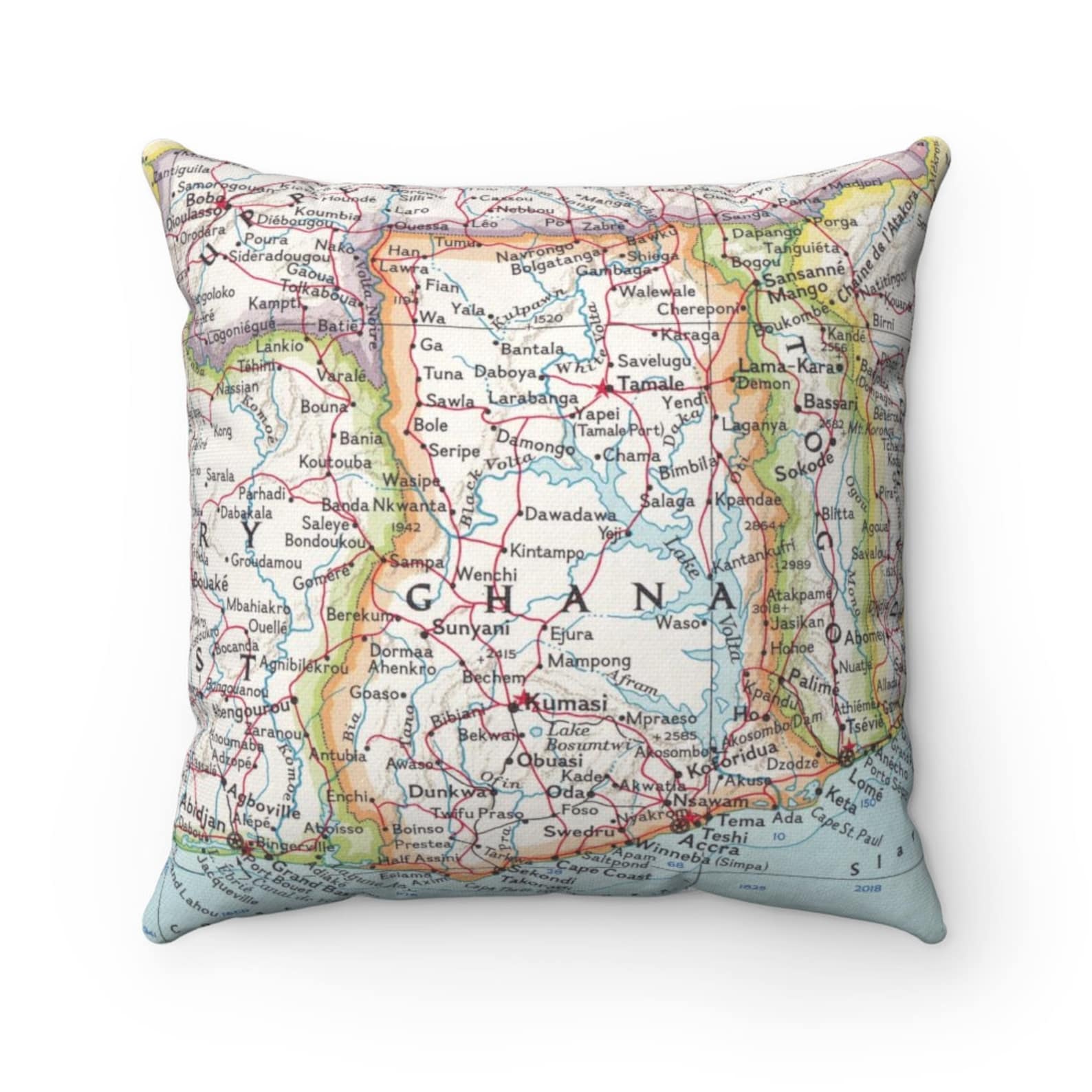 Ghana Map Pillow Ghana Pillow Ghana Map Housewarming Etsy