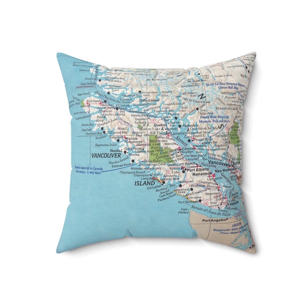 Vancouver Island Canada Map Pillow Vancouver Island Pillow Vancouver