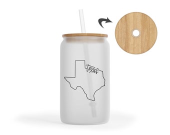 Texas Iced Coffee Tumbler - Texas Frosted Glass Tumbler - Texas Wedding - Texas Girls Trip - Texas Bachelorette