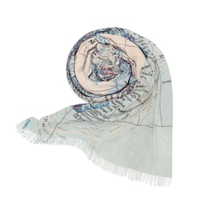 Greenland Map Scarf - Greenland Scarf - Greenland Travel Scarf - Greenland Map Wrap - Greenland Cruise - Greenland Pashmina - Arctic Cruise