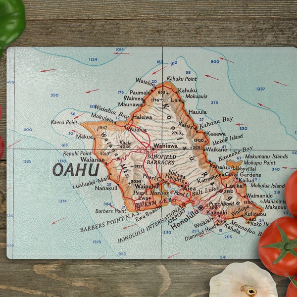 Oahu Hawaii Map Cutting Board - Oahu Map Charcuterie Board - Oahu Gift - Oahu Kitchen - Oahu Airbnb - Oahu Cheese Board - Oahu Wedding Gift