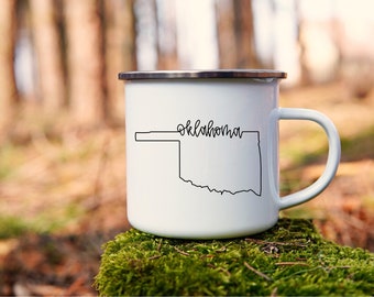 Oklahoma Mug - Oklahoma Camping Gift - Oklahoma Camp Mug - Oklahoma Enamel camping Mug - Oklahoma Enamel Mug