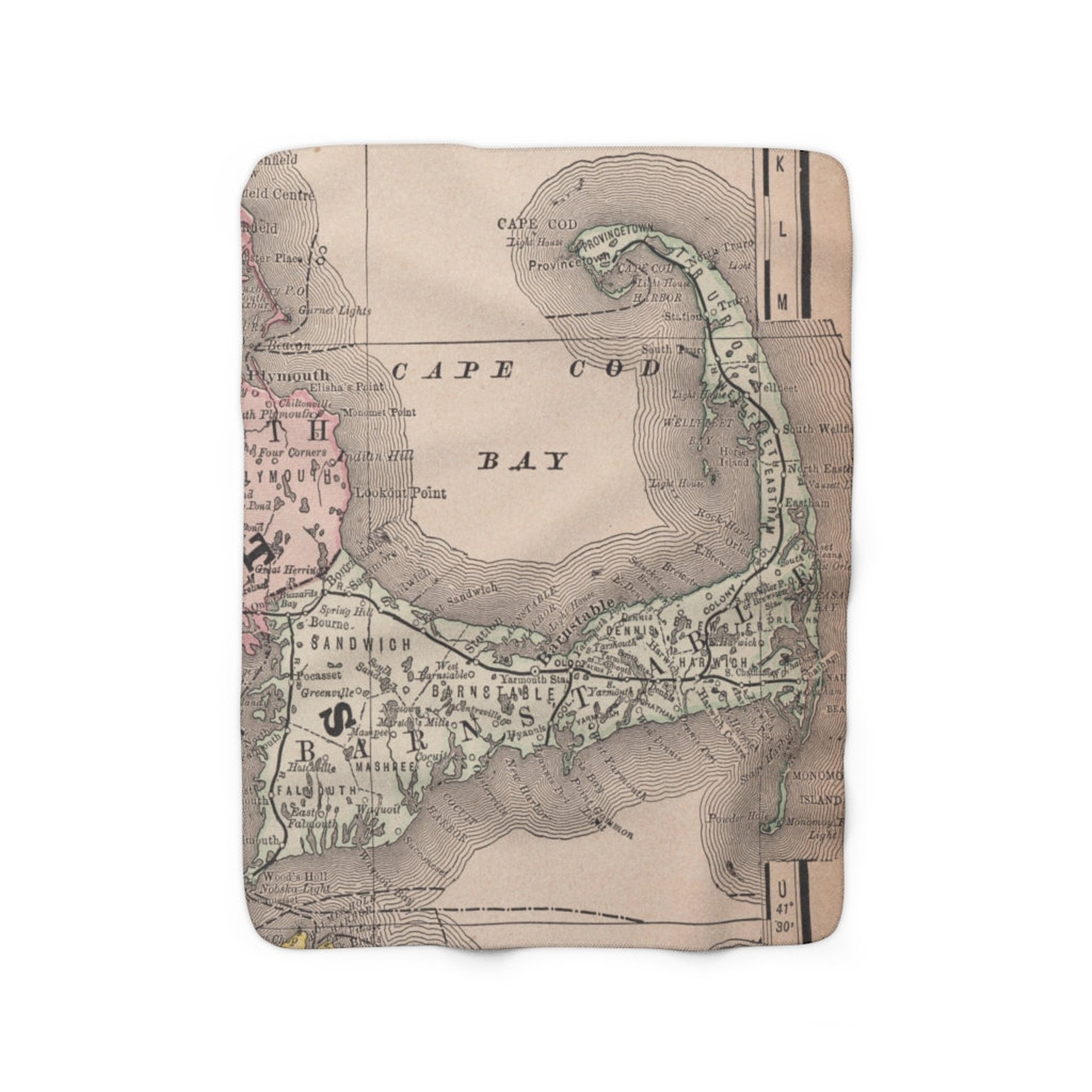 Cape Cod Map Fleece Blanket Cape Cod Map Blanket Cape Cod Etsy